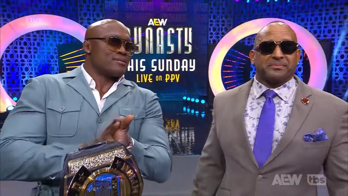 HouseofColors_'s tweet image. The Learning Tree (Big Bill &amp;amp; Bryan Keith) defeated their opponents and continued to set their eyes on #TheHurtSyndicate’s AEW World Tag Team Championships. #AEW #AEWDynamite