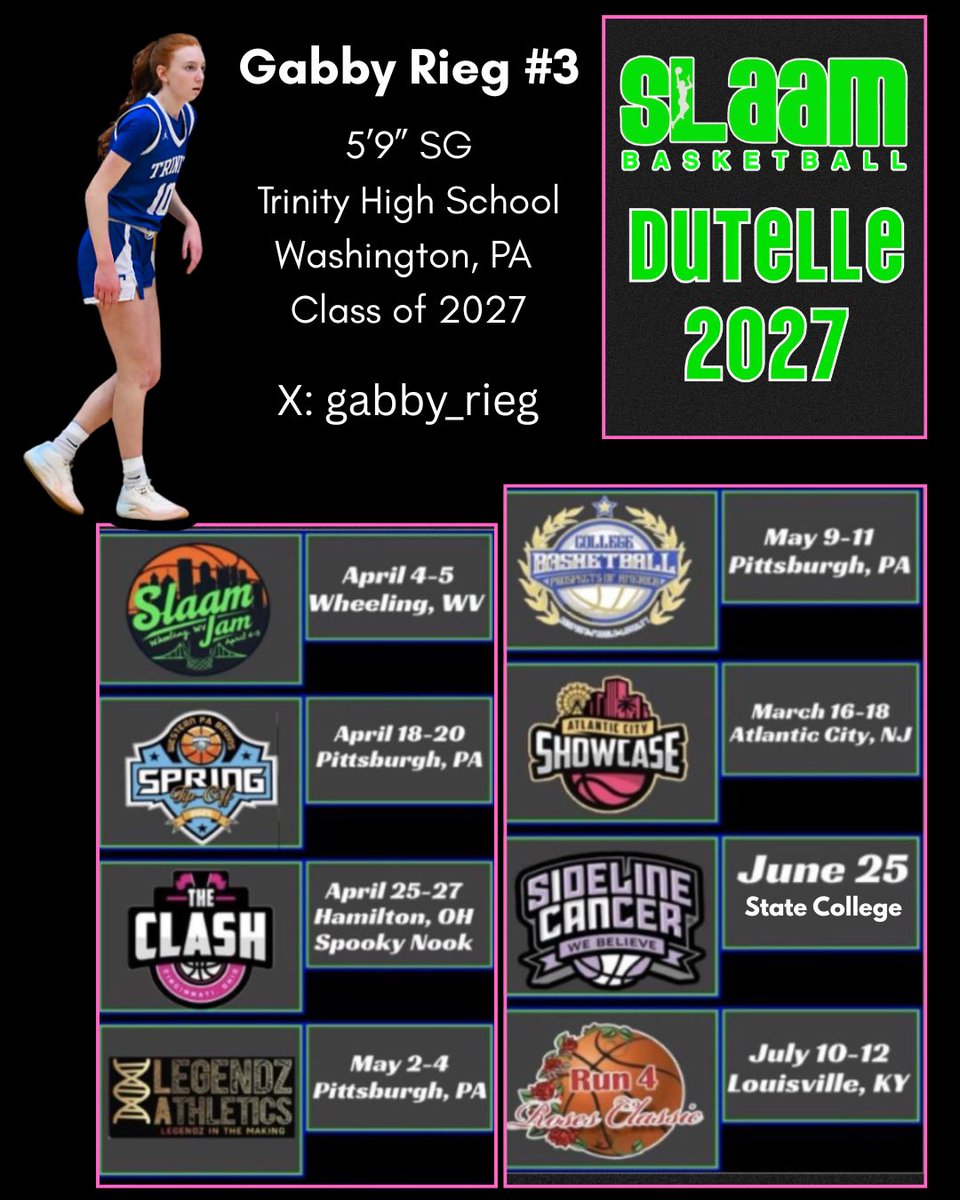 Gabby Rieg (@gabby_rieg) on Twitter photo Can't wait to get started this weekend! <a href="/SLAAMDUTELLE/">SLAAM DUTELLE 2027</a> <a href="/SLAAMBASKETBALL/">slaambasketball</a> <a href="/THS_GBBall/">Trinity Girls Bball</a> Can't wait to get started this weekend! <a href="/SLAAMDUTELLE/">SLAAM DUTELLE 2027</a> <a href="/SLAAMBASKETBALL/">slaambasketball</a> <a href="/THS_GBBall/">Trinity Girls Bball</a>