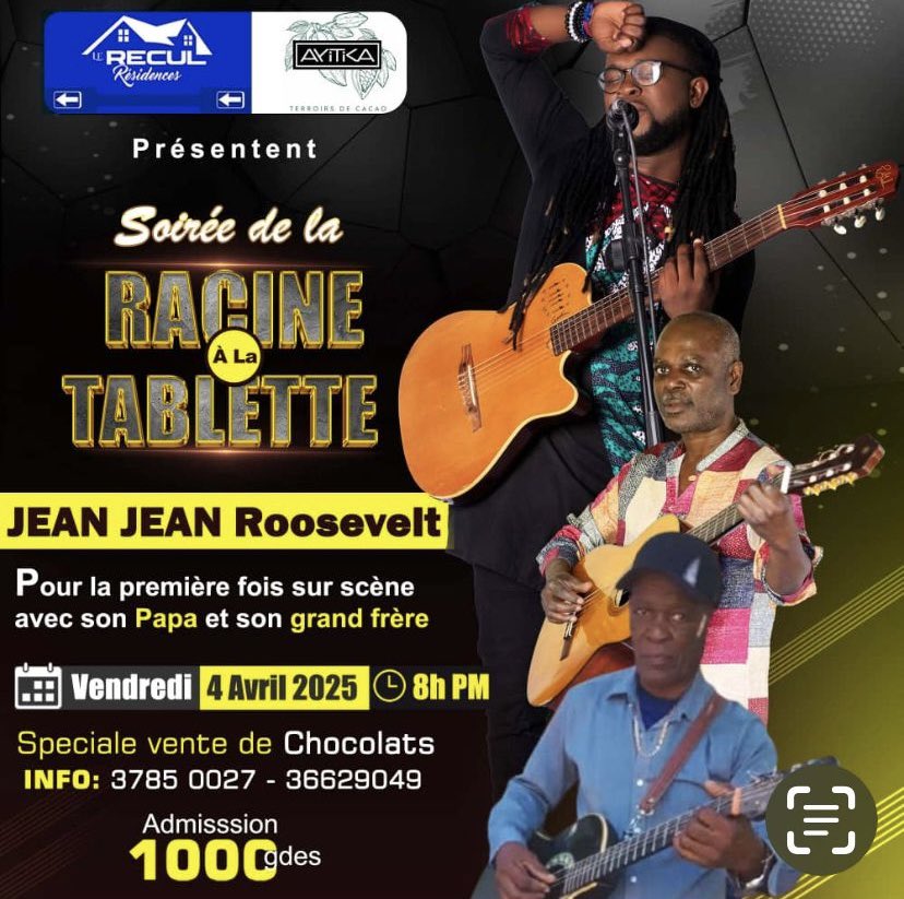 Valéry Numa (@valnuma) on Twitter photo YON SWARE LEJANDÈ OU P AP JANM BLIYE !
Pou premye fwa, @JJeanRoosevelt ap pataje sèn ak papa l, epi gran frè l. Yon randevou mizikal ki pral chaje ak chalè, emosyon, ak tradisyon !
- 📍 Le Recul Résidences, Kanperen
- 🗓 Vandredi 4 Avril 2025
- 🕗 8è PM
- 🎟 Admisyon : 1000 YON SWARE LEJANDÈ OU P AP JANM BLIYE !
Pou premye fwa, @JJeanRoosevelt ap pataje sèn ak papa l, epi gran frè l. Yon randevou mizikal ki pral chaje ak chalè, emosyon, ak tradisyon !
- 📍 Le Recul Résidences, Kanperen
- 🗓 Vandredi 4 Avril 2025
- 🕗 8è PM
- 🎟 Admisyon : 1000