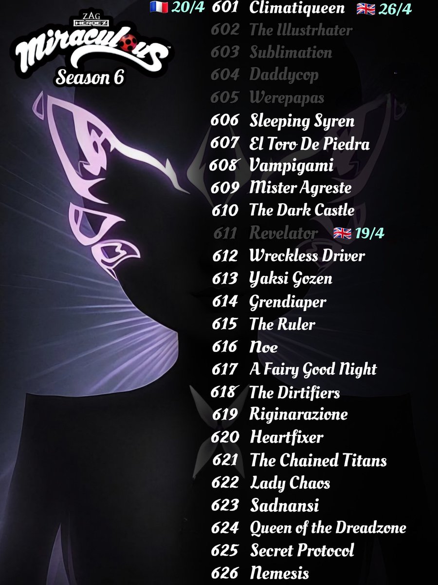 MLBEpisode's tweet photo. ‼️ Updated release dates! 
#MiraculousSeason6 #MiraculousNews #MiraculousLadybug https://t.co/MppglDApdW