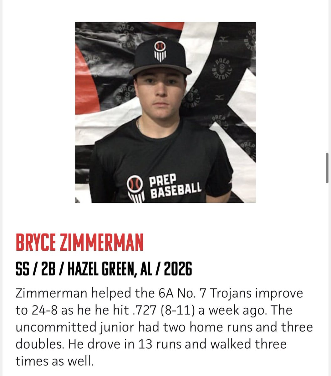 Thank you <a href="/PrepBaseballAL/">Prep Baseball Alabama</a> for the write up.
<a href="/HGHS_Baseball/">HGHSBaseball</a>