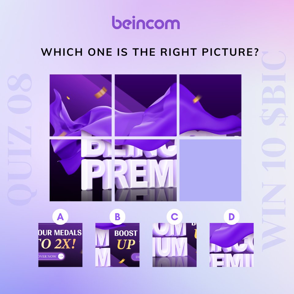 QUIZ  08: Sharp Eyes &amp; Quick Hands – Win 10 $BIC! 🧩💰💰

🔍 Find the missing piece to complete this mysterious image!
👀 Hint: Something exciting is about to be launched at Beincom this April. 👀✨
💡 Think you’ve got it? Drop your answer in the comments! 🚀

🎯 How to Join:
✅