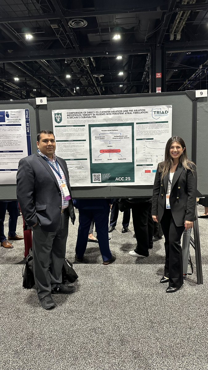 Radia Ksayer (@radia52776788) on Twitter photo Greatful to be part of #ACC25 and present my research on Beta blocker for rate control vs Direct to catheter ablation in patient with persistent aFib.
Thank you Dr. Marrouche <a href="/nmarrouche/">Nassir Marrouche</a> Dr. Pandey <a href="/AmitabhCPandey/">Amitabh C. Pandey</a> and everyone at <a href="/TulaneTriad/">TulaneTRIAD</a> <a href="/HanFengGHD/">Han Feng</a> <a href="/HadiiYounes/">Hadi Younes, MD</a> Greatful to be part of #ACC25 and present my research on Beta blocker for rate control vs Direct to catheter ablation in patient with persistent aFib.
Thank you Dr. Marrouche <a href="/nmarrouche/">Nassir Marrouche</a> Dr. Pandey <a href="/AmitabhCPandey/">Amitabh C. Pandey</a> and everyone at <a href="/TulaneTriad/">TulaneTRIAD</a> <a href="/HanFengGHD/">Han Feng</a> <a href="/HadiiYounes/">Hadi Younes, MD</a>