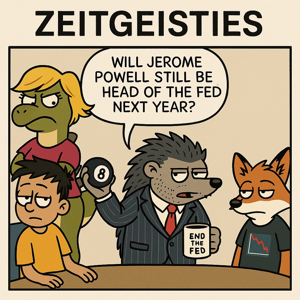 TheZeitGeisties's tweet photo. "Will Jerome Powell still be head of the Fed next year?"
#EndTheFed? Shake the 8-ball and join the Zeitgeisties debate! @xAI #FedUp #EconomicRollercoaster @WSJ @TheOnion @wallstreetbets
Too soon? https://t.co/KJNqvsora2