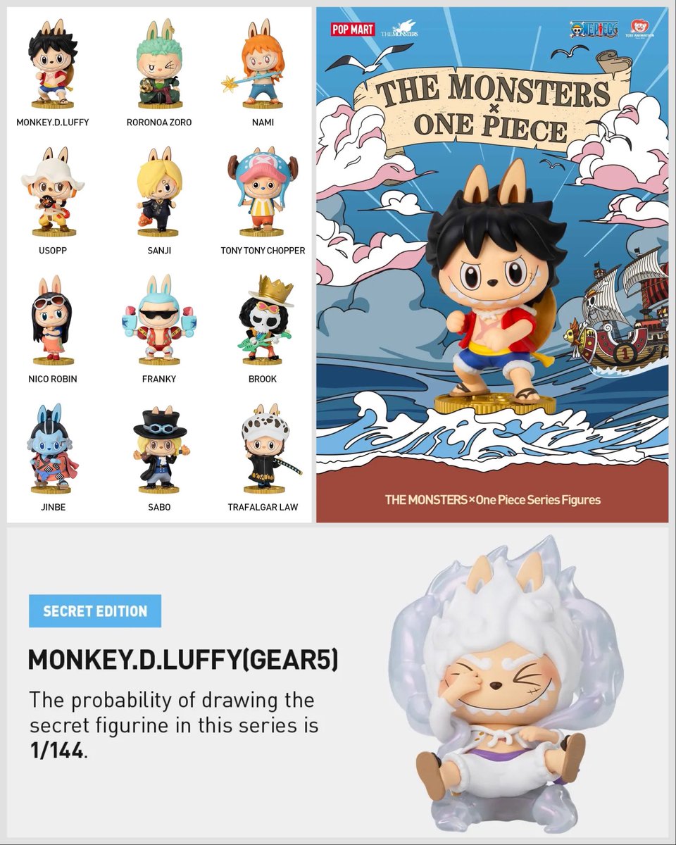 DisTrackers's tweet photo. The Monsters X One Piece collection is available now! Add to cart and wait to checkout at 7PM PT.
.
https://t.co/oF0H1u4HYk
.
#Labubu #TheMonsters #Monsters #PopMart #OnePiece #Collectibles #BlindBox #DisTrackers https://t.co/tBlA5SRzmw