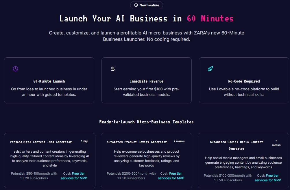 We’ve been heads down, building.

Not just tools -  a new way to launch AI startups.

No noise. No gatekeeping. Just real, validated businesses anyone can spin up in under 60 minutes.

(And yeah… there might be plug-and-play templates solving real problems 👀)

This is Vistara’s