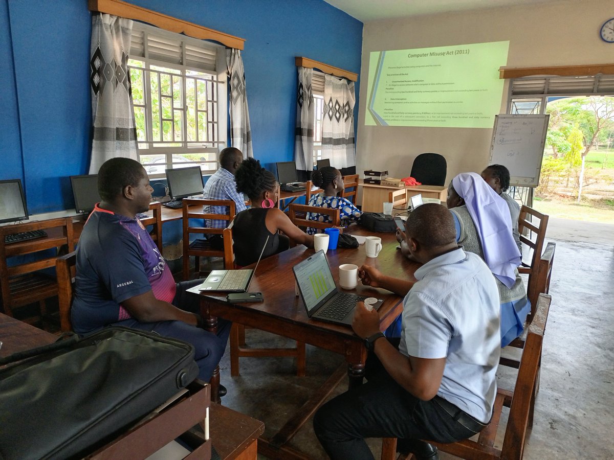 Our staff are having an insightful cybersecurity awareness session on Uganda’s cyber laws!  Understanding our digital rights and responsibilities is key to staying safe online and protecting our communities. Knowledge is our first line of defense!  #CyberSecurity
