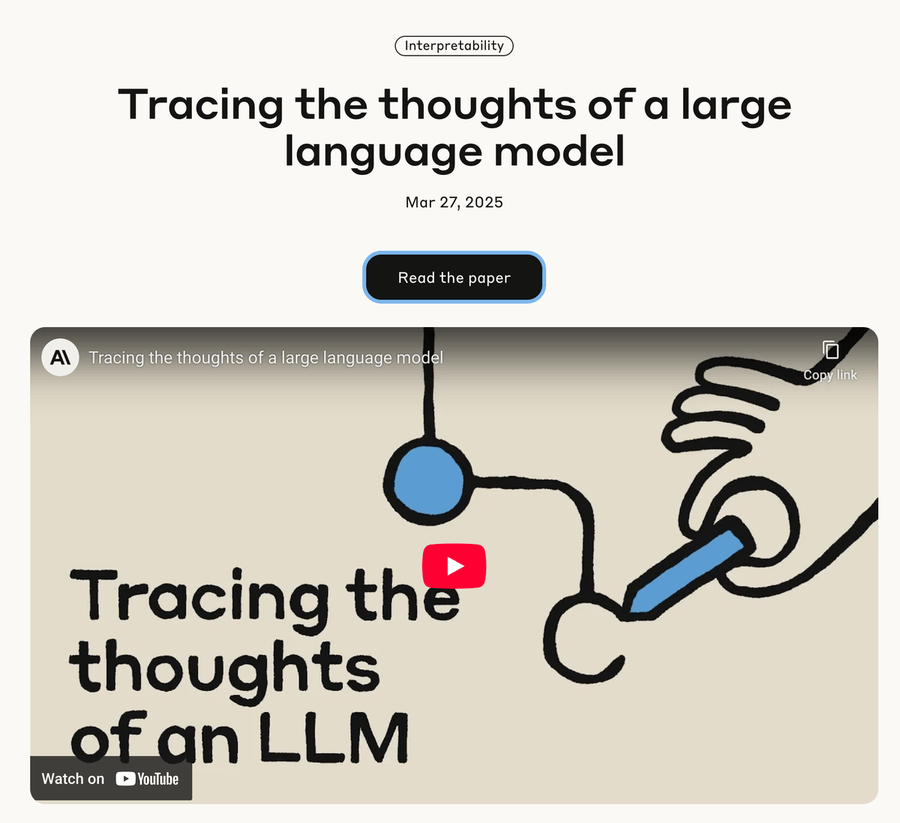 FinanceYF5's tweet photo. MatthewBerman表示：“我们之前对大规模语言模型（LLMs）是如何工作的知之甚少...直到现在。

Anthropic刚刚发布了一篇超级震撼的研究论文，详细描述了 AI “思考” 的一些方式。

而这些方式与我们之前的想法完全不同。
”

以下是他们的一些惊人发现：🧵 https://t.co/PS5mxyI3fZ