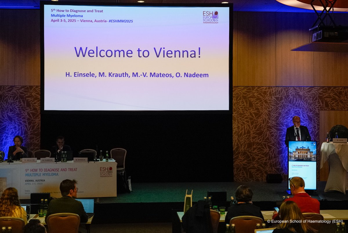 ESH (Haematology) (@eshaematology) on Twitter photo Welcome to #ESHMM2025!
Stay tuned! ESH Young Scientific Reporters <a href="/klara_mensikova/">Klára Menšíková</a> & @FinnSegers will provide regular updates on the conference!
➡ bit.ly/3THZibM
Chairs: <a href="/H_Einsele/">Prof. Dr. Hermann Einsele</a>, Maria T. Krauth, <a href="/mvmateos/">marivi mateos</a>, <a href="/OmarNadeemMD/">Omar Nadeem</a>
#ESHCONFERENCES #MMsm #ESHYOUNGREPORTERS Welcome to #ESHMM2025!
Stay tuned! ESH Young Scientific Reporters <a href="/klara_mensikova/">Klára Menšíková</a> & @FinnSegers will provide regular updates on the conference!
➡ bit.ly/3THZibM
Chairs: <a href="/H_Einsele/">Prof. Dr. Hermann Einsele</a>, Maria T. Krauth, <a href="/mvmateos/">marivi mateos</a>, <a href="/OmarNadeemMD/">Omar Nadeem</a>
#ESHCONFERENCES #MMsm #ESHYOUNGREPORTERS