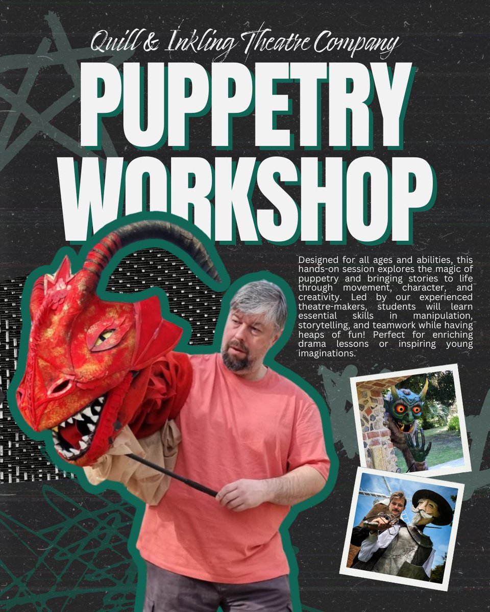 Designed for all ages and abilities, our hands-on sessions explore the magic of puppetry. These workshops are perfect for enriching drama lessons, boosting confidence, and inspiring young imaginations.
Message us or visit quillandinkling.com
#Puppetry #CreativeLearning