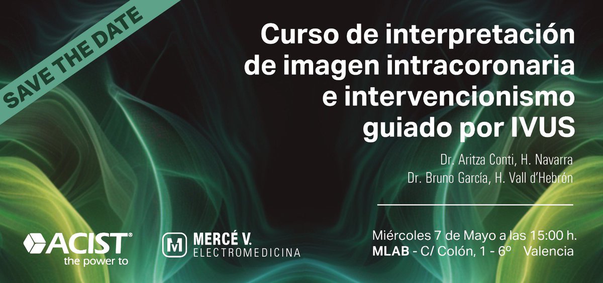 Aritza Conty (@conty_da) on Twitter photo Save the date! Curso <a href="/MercElectromed/">Mercé Electromedicina</a> dirigido a manejo de IVUS:
🎈Evidencia. Merece la pena?
🎞️ Revisión de casos
💡Tips and tricks
Os esperamos en Valencia el 7 de Mayo! Save the date! Curso <a href="/MercElectromed/">Mercé Electromedicina</a> dirigido a manejo de IVUS:
🎈Evidencia. Merece la pena?
🎞️ Revisión de casos
💡Tips and tricks
Os esperamos en Valencia el 7 de Mayo!