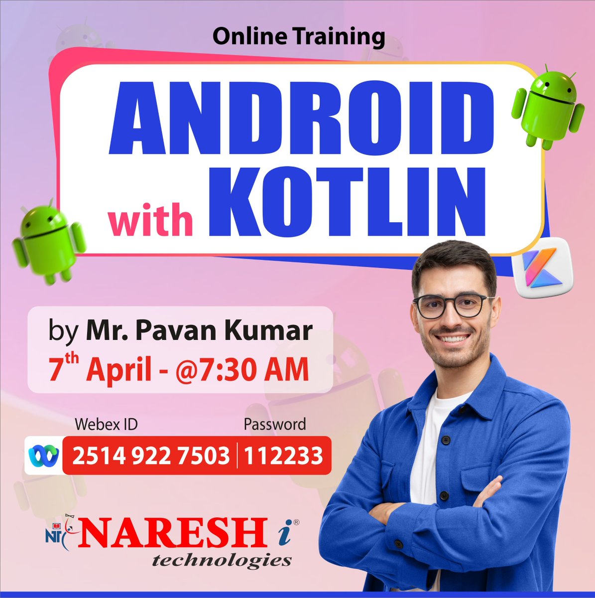 KattaSairamesh's tweet image. 👉Join our Android with Kotlin Online Training
✍️ Registration Link: shorturl.at/zWAYu
✍️ For Courses FREE Demo : linktr.ee/clickone2
#Android #kotlin #androiddevelopmenttraining #java #programming #XML #androidkotlin #OOPs #services #AndroidStudio #kotlinforandroid