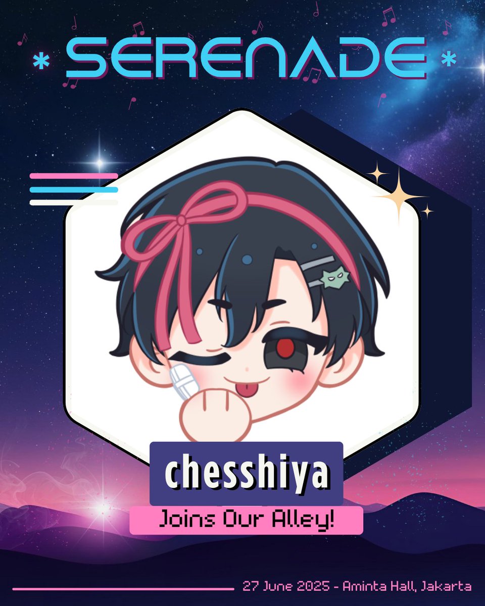 CreatorsParty's tweet photo. 🌠✨A new star joins SERENADE Artist Alley! Welcome, chesshiya! Their creations will shine at Aminta Hall on June 27, 2025.  Follow them:
@chesshiya 

📅Register by May 17!
🔗https://t.co/cNDYxO3imX
 #alienstage #creatorsparty #artistalleyindonesia 🌠 https://t.co/nG1wIzUX5m