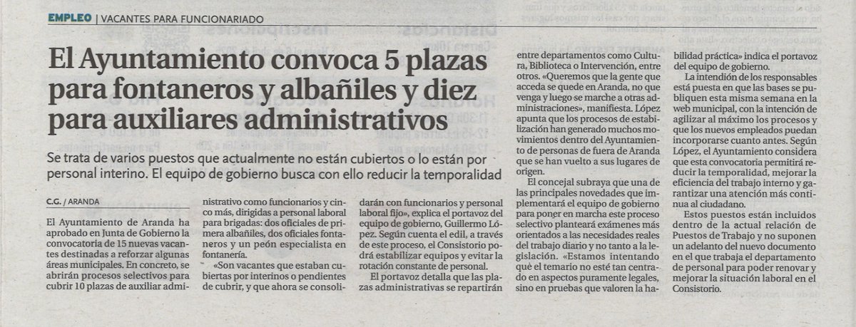 Ya estamos de nuevo repitiendo errores ☹️. El Ayto. de <a href="/aranda_megusta/">Aranda me gusta</a> quiere contratar administrativos para trabajar en su #Biblioteca. NO señores, deben contratar Tec. Auxiliares de Bibliotecas, con conocimientos específicos para continuar la estupenda tarea del actual equipo.