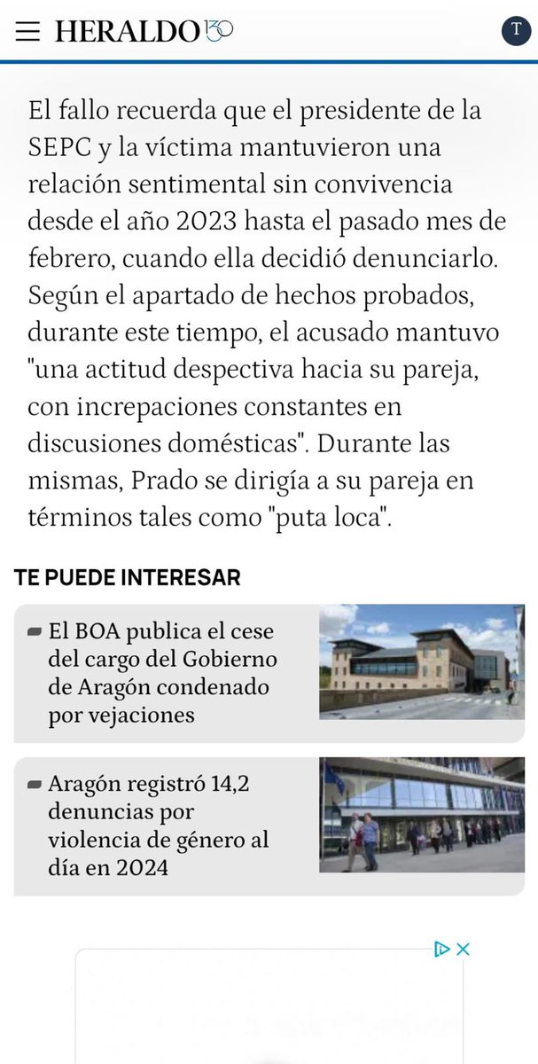 Como psicóloga clínica que trabaja habitualmente con víctimas de violencia y como socia de la <a href="/SEPC_ANPIR/">Sociedad Española de Psicología Clínica</a>, exijo la dimisión inmediata de <a href="/jpradoabril/">Javier Prado Abril</a> como presidente de su JD tras reconocer y ser condenado por maltrato habitual a la que fuera su pareja.