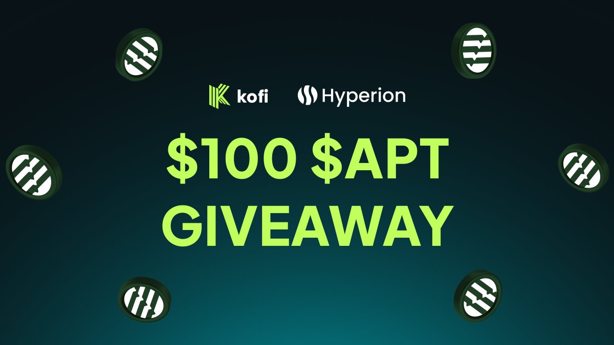 Kofi Finance x Hyperion Giveaway

To celebrate our partnership with Hyperion, we're hosting a $100 $APT giveaway!

5 winners. Each winner gets $20 in $APT

Follow <a href="/kofi_finance/">Kofi</a> and <a href="/hyperion_xyz/">Hyperion</a>

Retweet our partnership post in the quote 👇