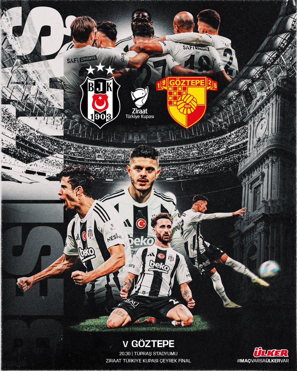 📢 Bugün #BeşiktaşınMaçıVar 🦅

🏆 Ziraat Türkiye Kupası Çeyrek Final
🆚 <a href="/Goztepe/">Göztepe Spor Kulübü</a> 
📍 Tüpraş Stadyumu 
⏰ 20.30  

<a href="/Ulker/">Ülker</a> | #MaçVarsaÜlkerVar