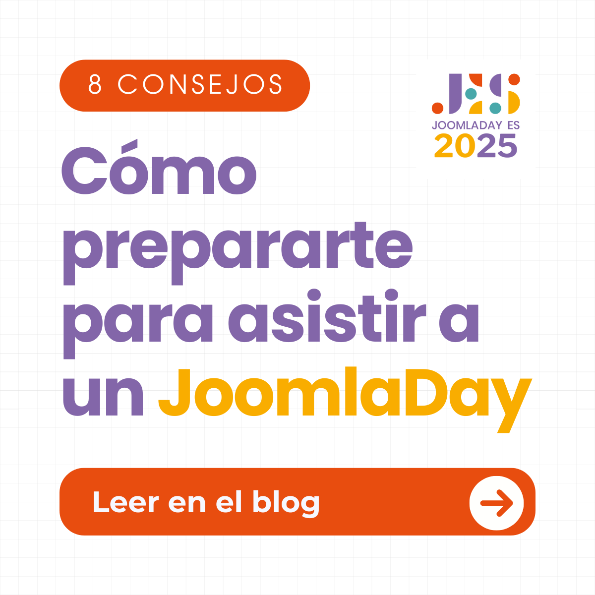 📚 ¿Vas al JoomlaDay ES 2025? Prepárate con estos consejos clave 🔑
📌 Tips para organizar tu agenda, aprovechar los talleres y conectar con expertos.
🔗 jday.joomlaes.org/blog/como-prep…
#Joomla #TechEvents #OpenSource #joomladayes