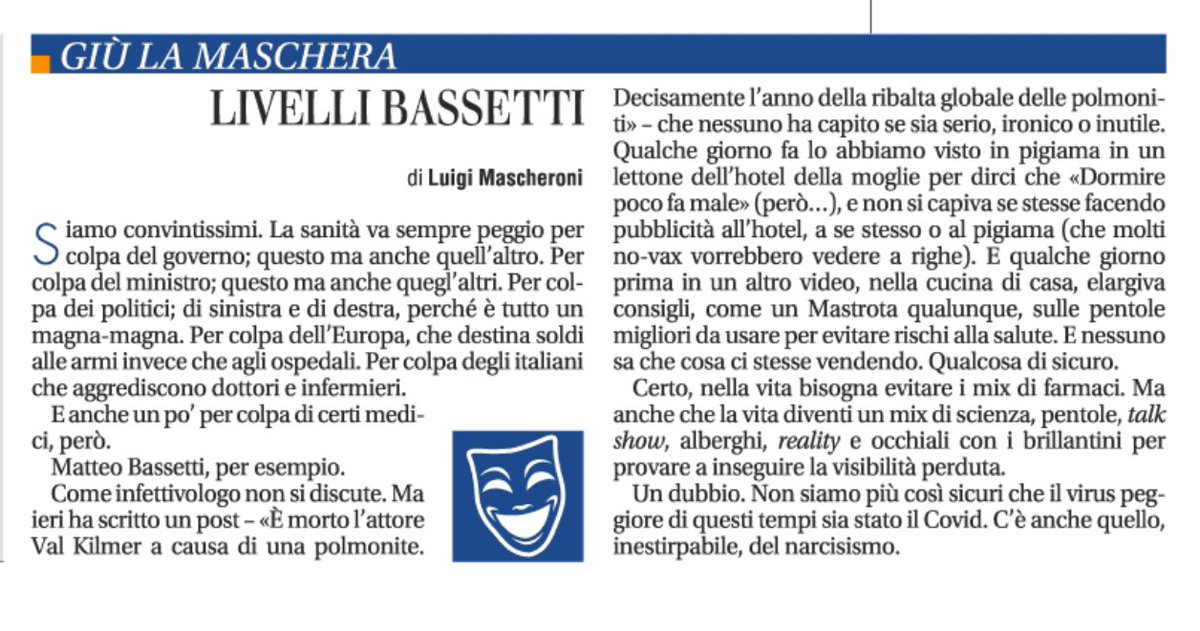 Ma quanto ci piace, e quanto si piace, Matteo Bassetti…