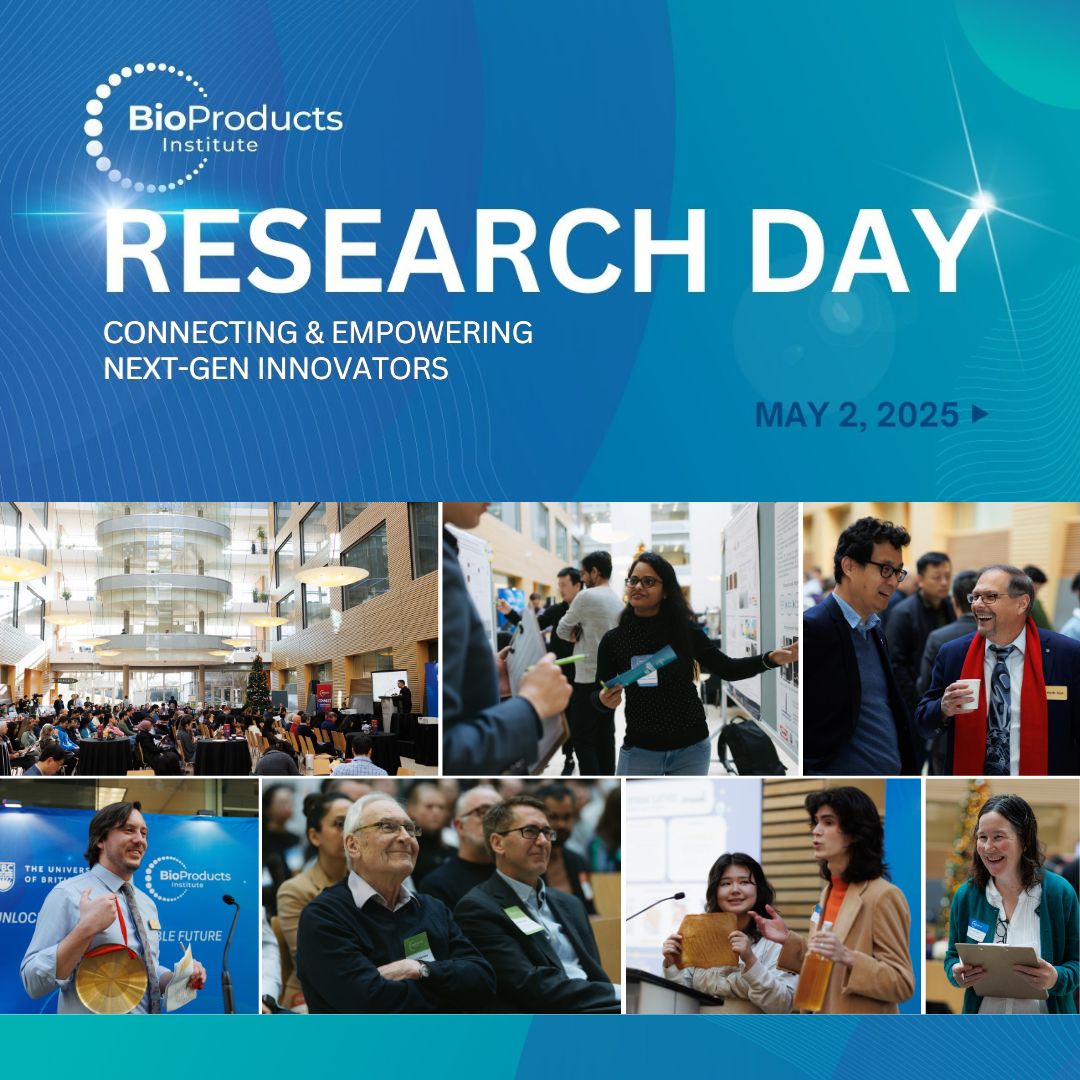 🚨 Registration is OPEN for #BPIResearchDay2025 at #UBC! 🎓

🌱 Join us May 2nd for a deep dive into the latest #research and #innovation in #BiobasedMaterials at #BPI. It’s your chance to see what’s happening across the institute, connect with rising talent, and explore new