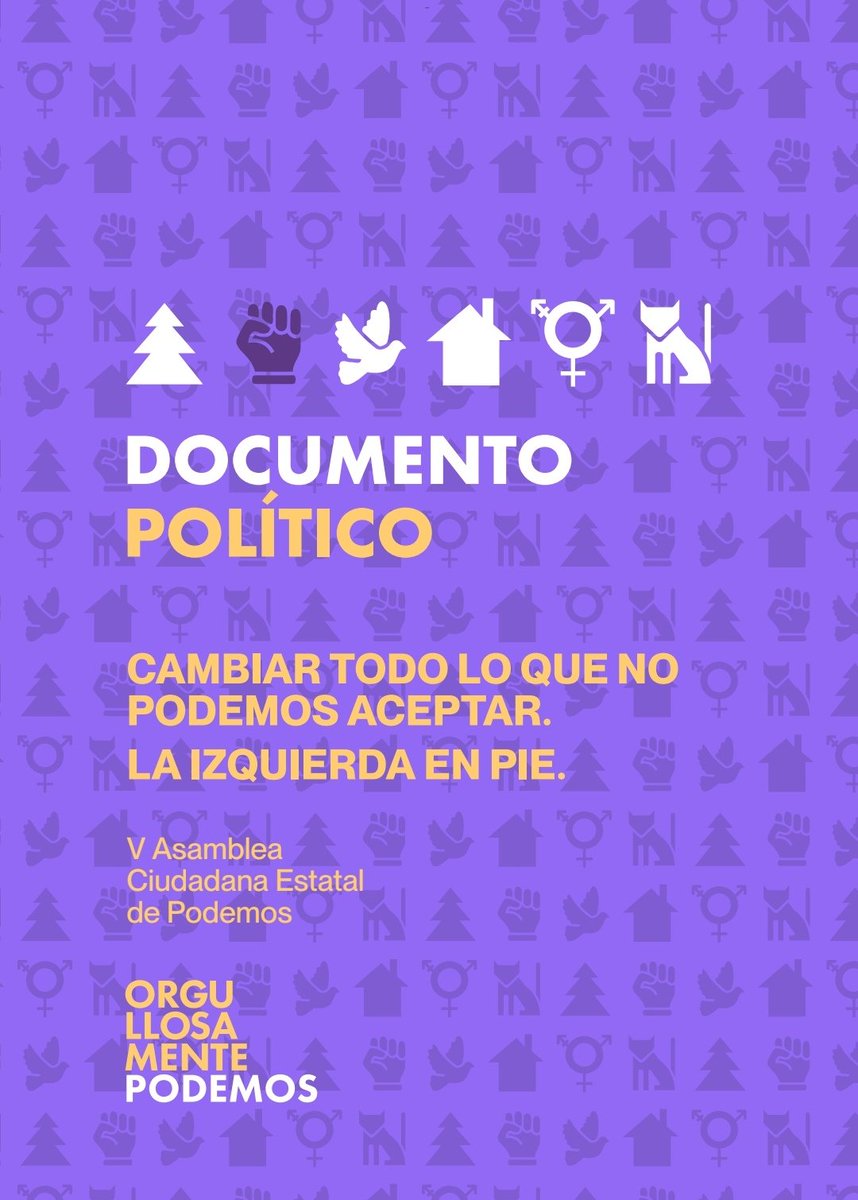 Ante la terrible ola reaccionaria que el sistema capitalista está imponiendo, la gente necesita más certezas que nunca para combatirla.

Este es nuestro documento político para La Quinta Asamblea de Podemos. Vamos a cambiar todo lo que no podemos aceptar.

votaciones.podemos.info/v1/uploads/can…