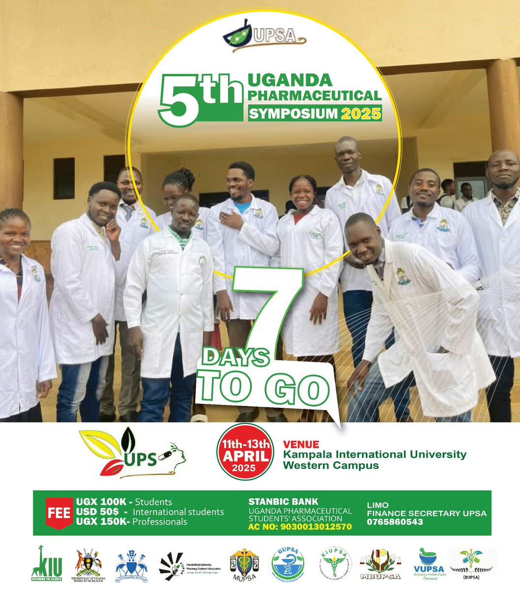 THE CURTAIN IS ABOUT TO RISE... 🎭 
7 days until the pharmaceutical world takes center stage and the drama of innovation unfolds! 🌟 #UgandaPharmaceuticalSymposium2025
