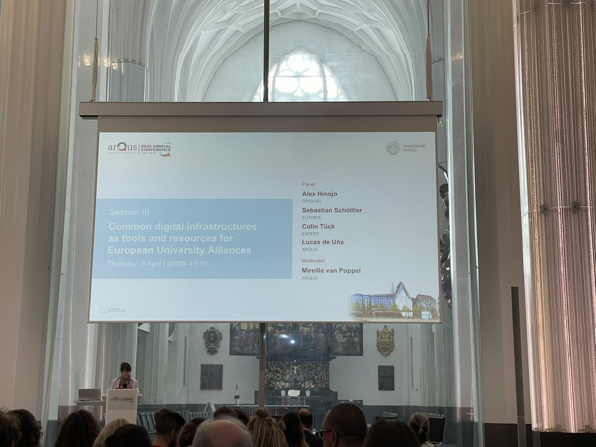 Rachel Msetfi (@msetfilab) on Twitter photo Day 2 of the #Arqus2025 Annual Conference kicks off in Leipzig.
Today’s plenary explores how shared digital infrastructures can support European University Alliances. Proud to represent <a href="/MaynoothUni/">Maynooth University</a> as we prepare to host next year’s Arqus Academic Conference. Day 2 of the #Arqus2025 Annual Conference kicks off in Leipzig.
Today’s plenary explores how shared digital infrastructures can support European University Alliances. Proud to represent <a href="/MaynoothUni/">Maynooth University</a> as we prepare to host next year’s Arqus Academic Conference.