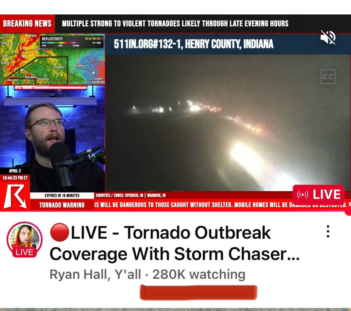 Trixy427's tweet photo. @ryanhallyall  I think the two screenshots say it all.. (they were taken within seconds of each other) 280K vs 14K.  Thank you, Ryan and the ENTIRE Y’ALL TEAM for all you do to keep people informed.  Tonight has been brutal.  Possibly surpassing 1974! https://t.co/iYW8DzjTrg
