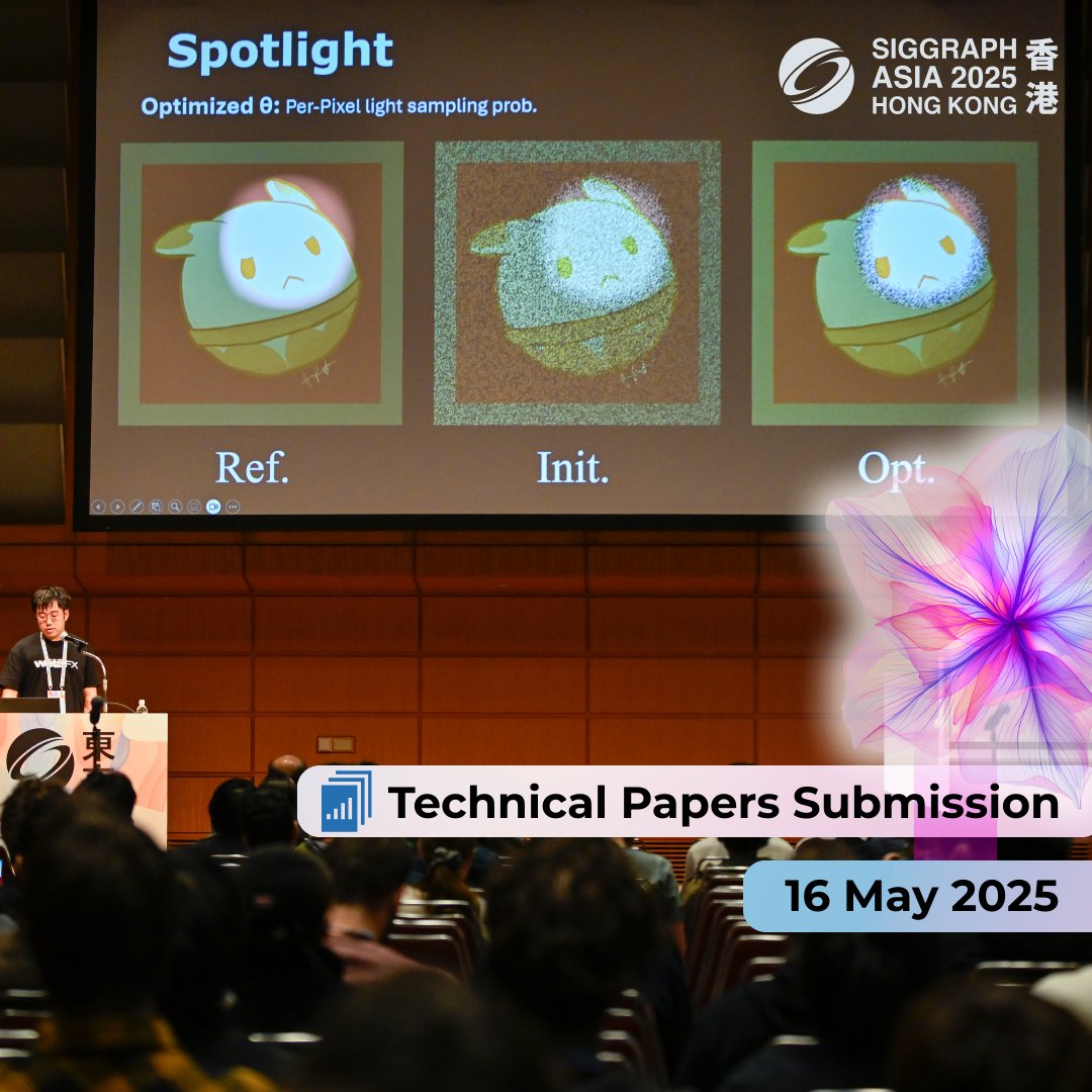 SIGGRAPHAsia's tweet image. 🌟📝 Attention researchers &amp;amp; innovators! 🚀 You are wanted! Submit your cutting-edge Technical Papers to #SIGGRAPHAsia2025 and help push the boundaries of #CG and #InteractiveTechniques! 

Submission Deadline: 16 May 2025 
👉 bit.ly/sa25-submissio…

TP Chairs: @salzrat @fuplus
