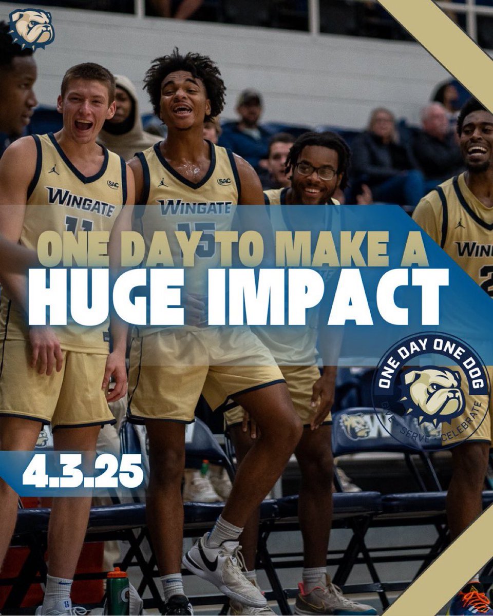 One Day One Dog is happening in 1 day!! This year Wingate Men’s Basketball has a special challenge in memory of AJ Wright Jr. and the 1948 team. If we can raise $25,000 a generous matching gift of $25,000 will be unlocked. Link in bio. #OneDayOneDog #WingateBasketball