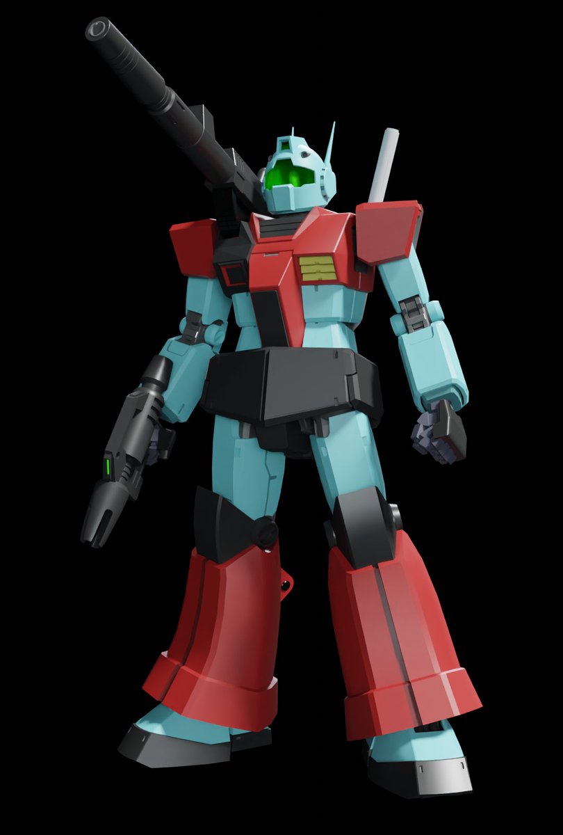 今弄ってるGMを素体にGMキャ作るとスリムすぎる感じがしてきた…
2枚目が足短くした奴。こっちの方がGMキャっぽいｗ

#b3d #blender