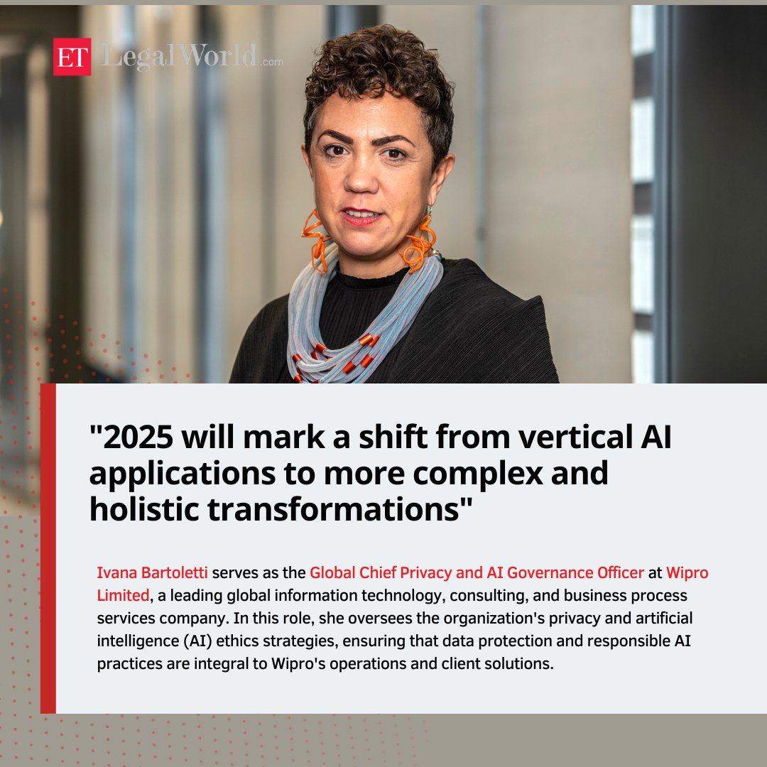ETLegalworld (@etlegalworld) on Twitter photo Wipro's Ivana Bartoletti predicts a major AI shift in 2025. Expect a move from simple applications to complex systems, with agentic AI taking center stage. This transformation will reshape how we interact with technology.
Read more at: legal.economictimes.indiatimes.com/news/industry/…
#ETLegalWorld Wipro's Ivana Bartoletti predicts a major AI shift in 2025. Expect a move from simple applications to complex systems, with agentic AI taking center stage. This transformation will reshape how we interact with technology.
Read more at: legal.economictimes.indiatimes.com/news/industry/…
#ETLegalWorld