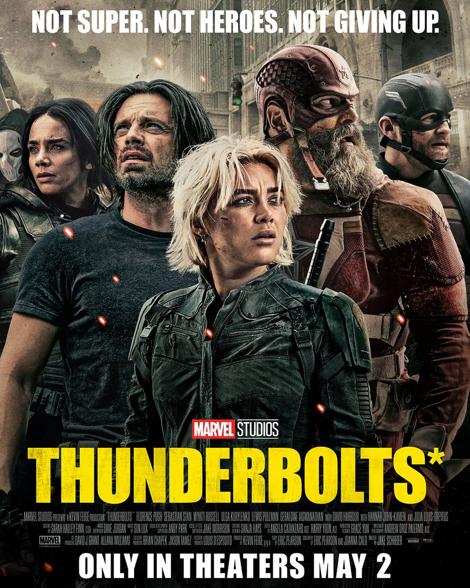 Not Super. Not Heroes. Not Giving Up.

Tickets on sale Monday. Marvel Studios’ #Thunderbolts* arrives only in theaters May 2!
