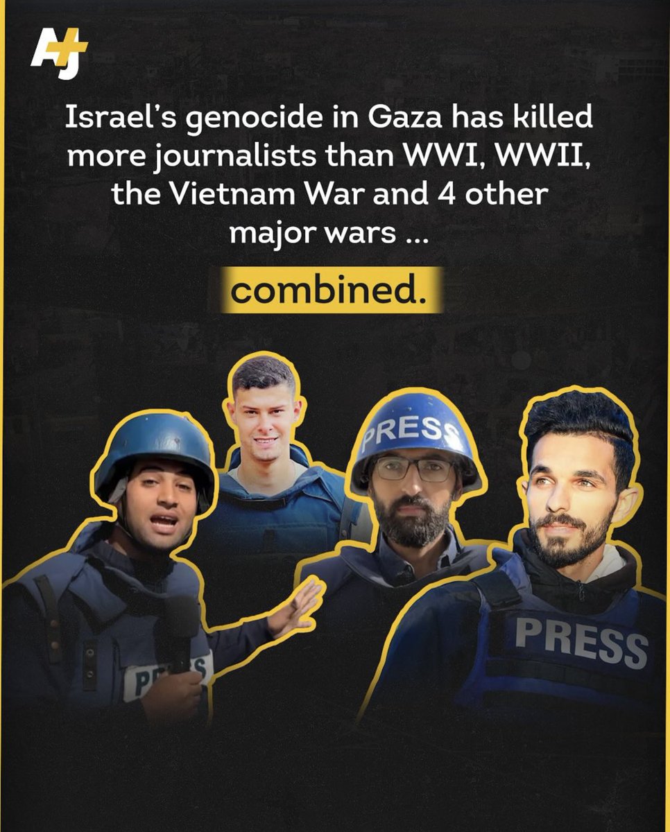 omarsuleiman's tweet photo. The genocide in Gaza continues to set horrid records. Each one of these brave souls carried their trade with honor until their last breaths. It’s embarrassing to see the vast majority of their counterparts continue to cower in silence while they are slaughtered. https://t.co/kNG3uyZncm