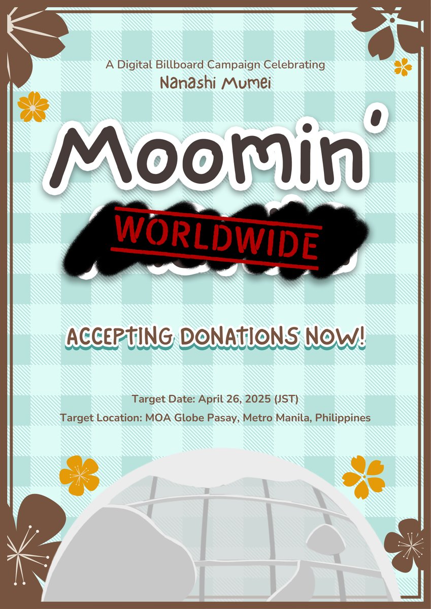🪶MOOMIN' WORLDWIDE🪶

A Nanashi Mumei Fan Support Advertising Campaign featuring art by the Global Hooman Community.
💌DONATE: moominworldwide.org

Let's send her off with the greatest gift she will never forget. #MoominWorldwide🪶
