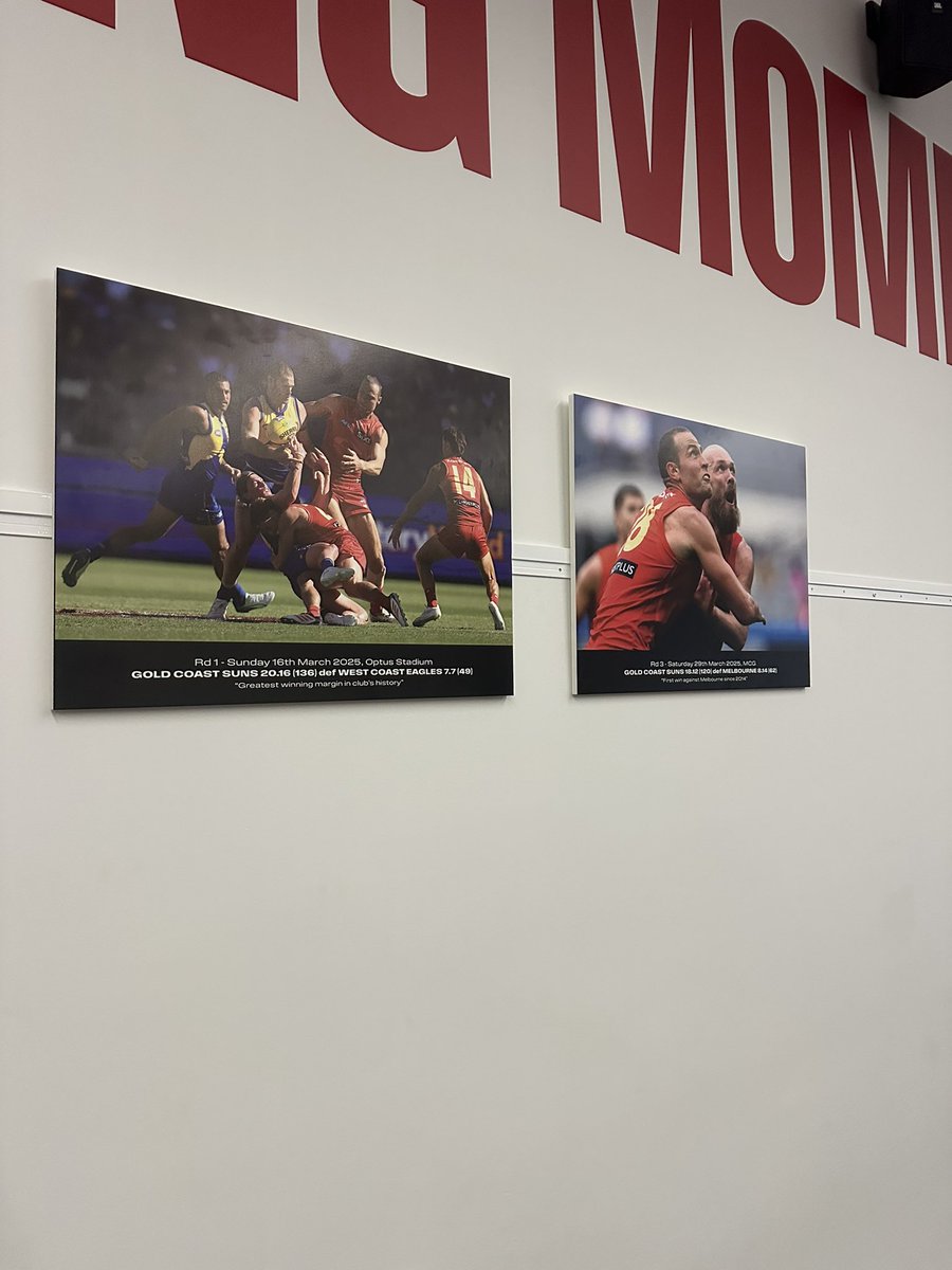 The <a href="/GoldCoastSUNS/">Gold Coast Suns</a> have started a “Winning Moments” wall for this season. Damien Hardwick says it was the brain child of assistant Shaun Grigg, who borrowed the idea from the Baltimore Ravens in the NFL.