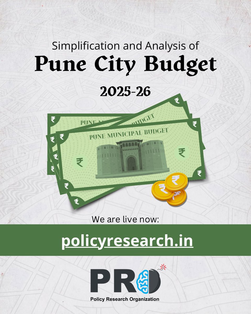 PRO_thinktank's tweet photo. Pune's ₹12,600 crore budget- simplified. It's YOUR money, and you should know where it is going! Visit our website now! 

https://t.co/VcNshO7MfM 

#PRO #PolicyResearch #ThinkTank #Pune #Budget #Municipal #governance #UrbanThinkTank https://t.co/HgRy76LtMY