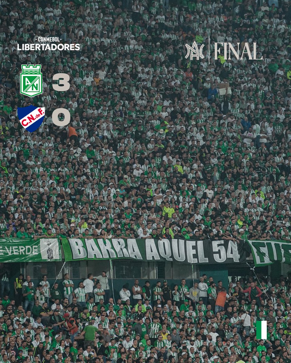 NAL 🆚 CNF |⏱️| 90+4' | 3-0 | Finaliza el compromiso. Tres puntos para El Verde en su debut por Conmebol Libertadores 2025.

¡VAMOS, MI VERDE!

#MinutoAMinutoVerdolaga🇳🇬