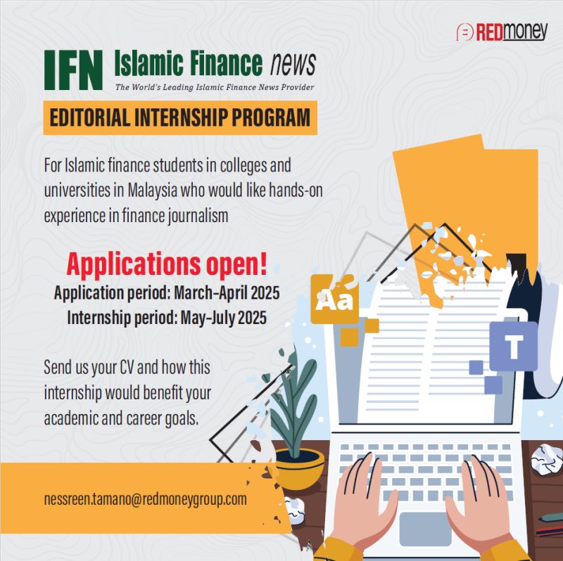 IFN_news's tweet photo. Are you an Islamic finance student in Malaysia looking for hands-on experience in finance journalism? Our three-month internship program offers a unique opportunity to work with our editorial team and gain valuable industry insights.

nessreen.tamano@redmoneygroup.com. https://t.co/WqVaNKxjON