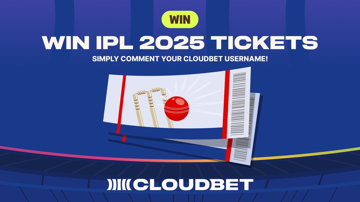 Cloudbet (@cloudbet) on Twitter photo Cricket fans, this giveaway is for you! 🏏
Follow us, RT this and comment your Cloudbet username below and one lucky IPL fan will win 2 tickets to an Indian Premier League match!
Don't miss out! Winner will be announced tomorrow. #IPL2025 #CricketFever #CricketContest Cricket fans, this giveaway is for you! 🏏
Follow us, RT this and comment your Cloudbet username below and one lucky IPL fan will win 2 tickets to an Indian Premier League match!
Don't miss out! Winner will be announced tomorrow. #IPL2025 #CricketFever #CricketContest