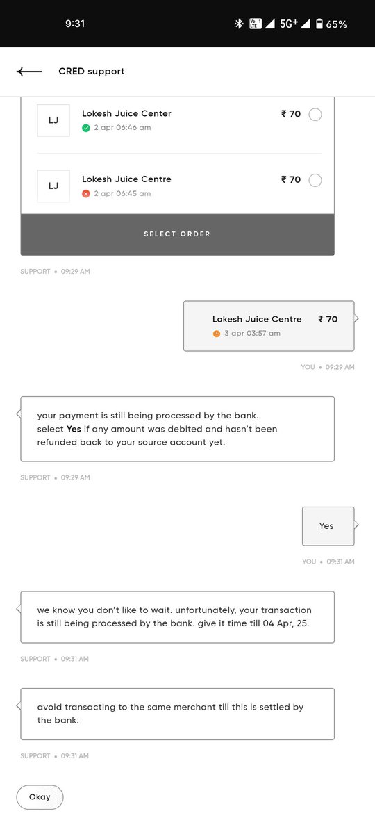 unfilter_coffee's tweet photo. @CRED_club I'm having frequent trouble with your UPI app. This is the 3rd time in the last 30 days that payment is not processed. How can you expect the merchant to wait for 24 hours? I have to make another payment immediately. Please help https://t.co/RdwFXTPuYH
