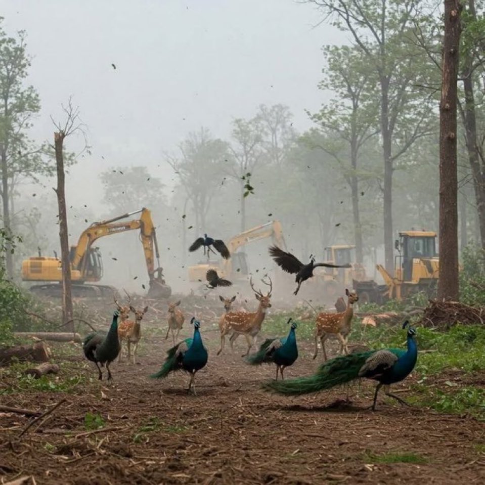 EvershineTree's tweet photo. #SaveTelangana This is brazen green murder by destroying 400 acres of precious lung space in western Hyderabad #SaveHCUBioDiversity https://t.co/zxG6y2Mzsb