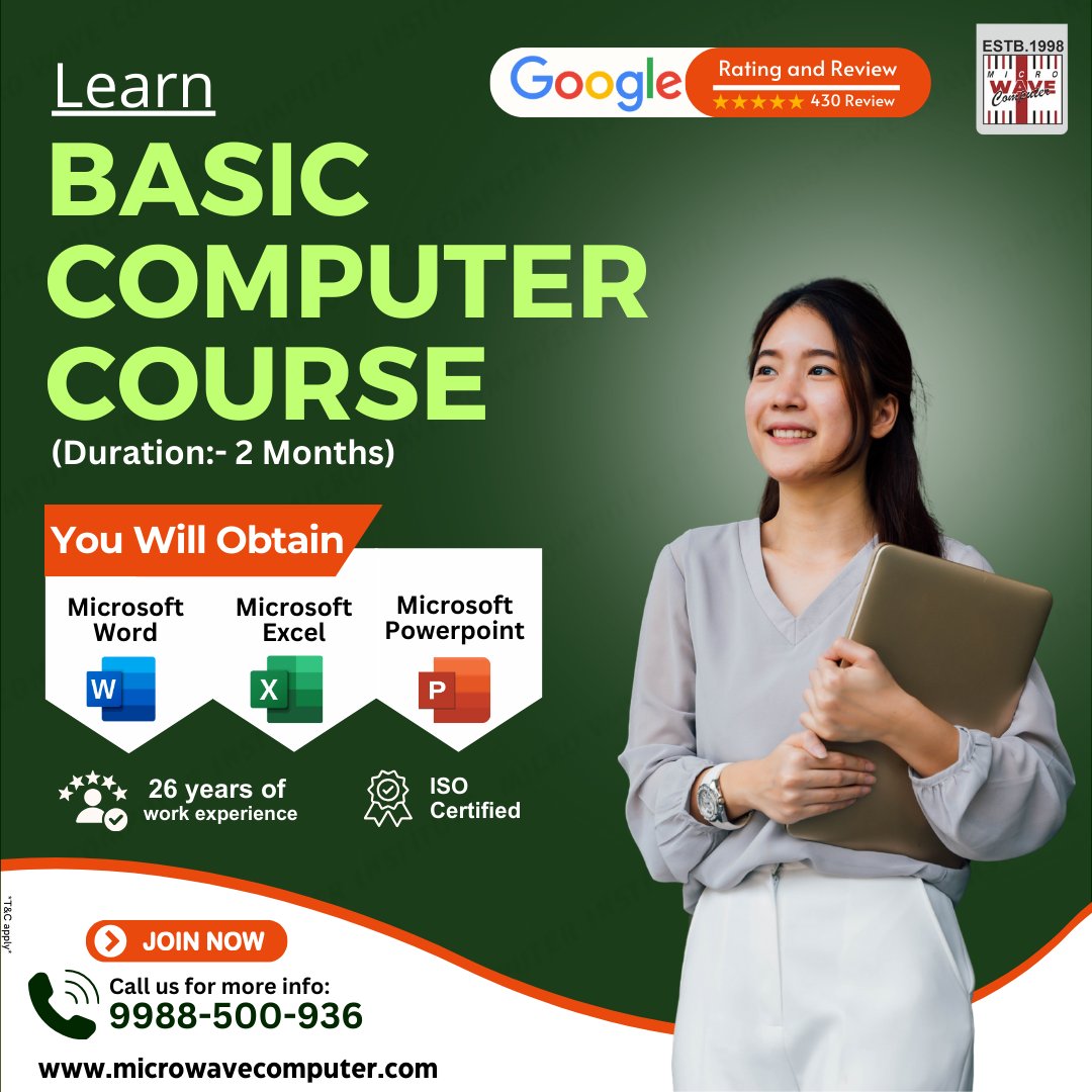 mwc_98's tweet image. Unlock the power of technology! 💻✨ Enroll in our Basic Computer Course &amp;amp; gain essential digital skills. Start your journey today! 🚀

📲Call for more information- 99885- 00936
📌SCF-22, GTB Market, Khanna

#basiccomputercourse #learncomputerskills #microwavecomputer #khanna