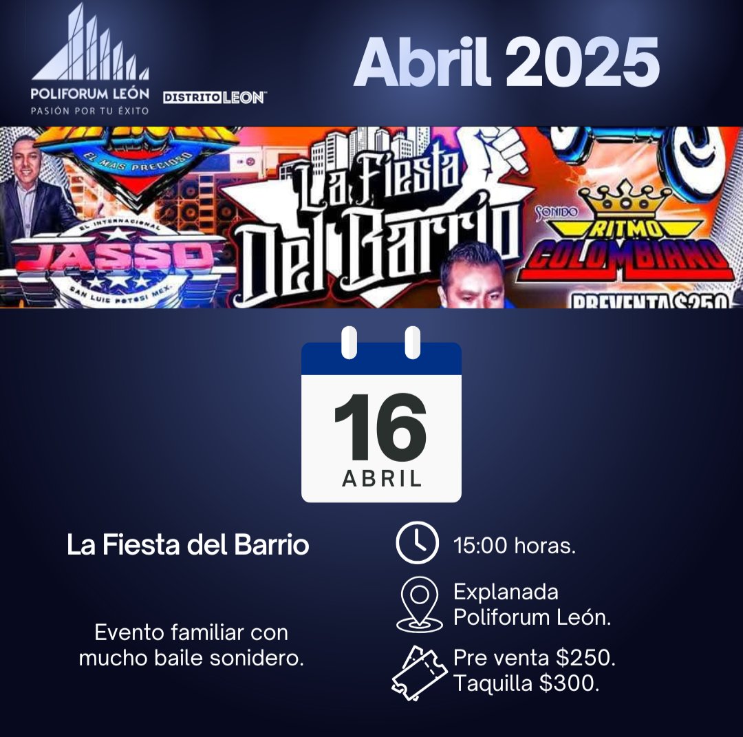 Poliforum León (@poliforumleon) on Twitter photo ✨ Conoce la Agenda de eventos del 3 al 16 de abril en <a href="/poliforumleon/">Poliforum León</a>
Mayores informes en: poliforumleon.com ✨ Conoce la Agenda de eventos del 3 al 16 de abril en <a href="/poliforumleon/">Poliforum León</a>
Mayores informes en: poliforumleon.com