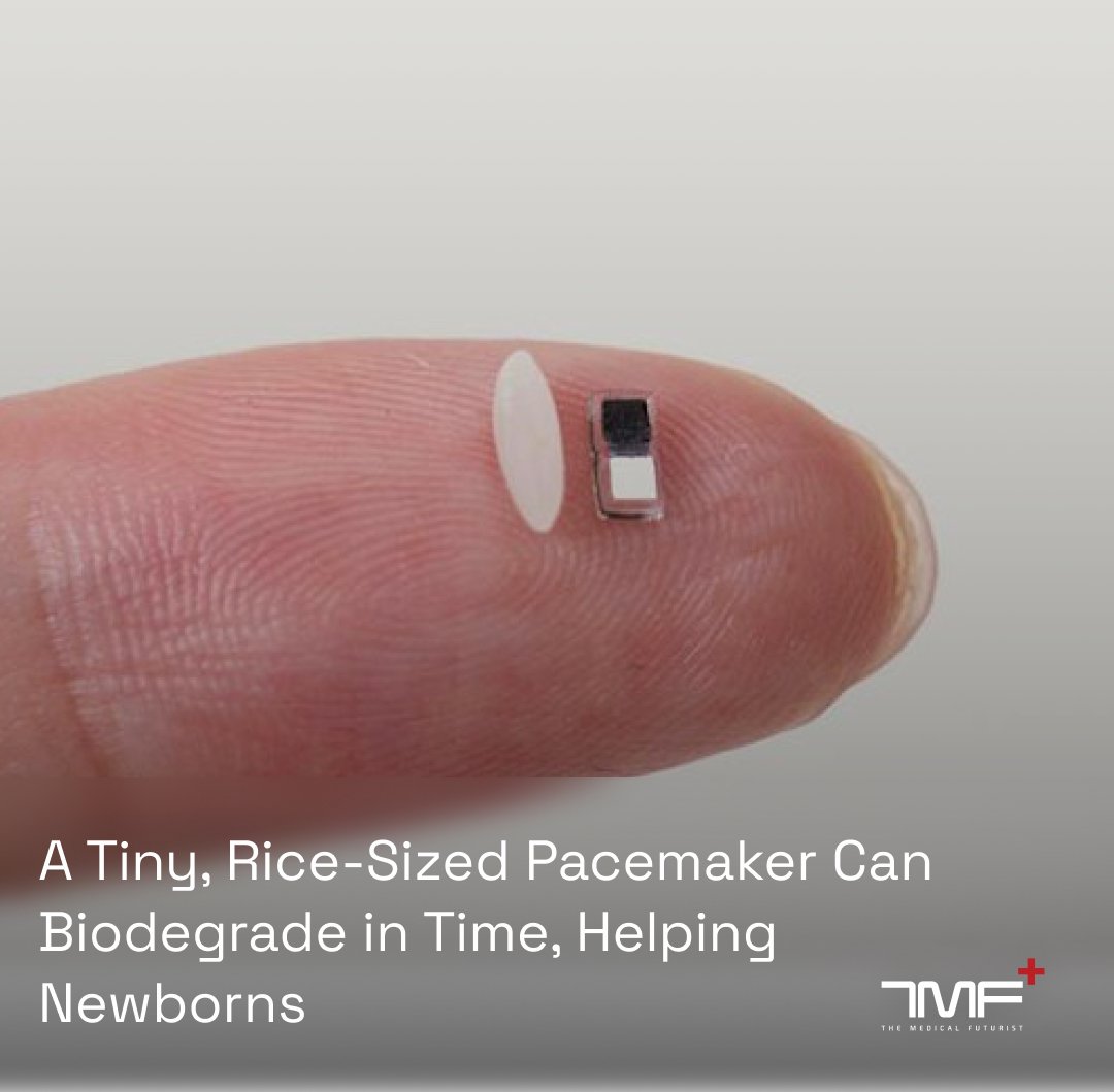 Sometimes, let's just sit back and get amazed by the advanced medical technologies science can develop!

Researchers have successfully developed a biodegradable pacemaker smaller than a grain of rice that can be inserted non-invasively into the hearts of newborn babies with