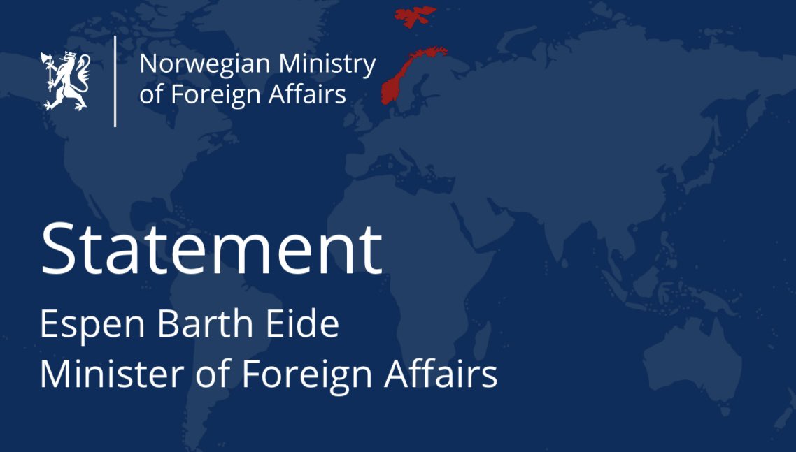 Norway MFA (@norwaymfa) on Twitter photo Statement by Foreign Minister <a href="/EspenBarthEide/">Espen Barth Eide</a> on attacks on humanitarian workers in Gaza
➡️ regjeringen.no/no/aktuelt/sta… Statement by Foreign Minister <a href="/EspenBarthEide/">Espen Barth Eide</a> on attacks on humanitarian workers in Gaza
➡️ regjeringen.no/no/aktuelt/sta…