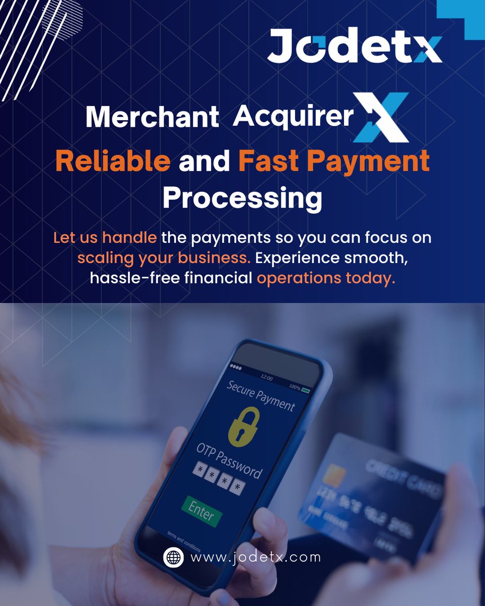 Jodetx_tech's tweet photo. Don’t let slow payments hold you back. With Merchant Acquirer X, get fast, reliable processing so you can focus on growing your business. Start optimizing today!
.
.
#MerchantAcquirerX #FastPayments #ReliableProcessing #BusinessGrowth #HassleFreePayments #EffortlessTransactions https://t.co/HtoJkN1hAO