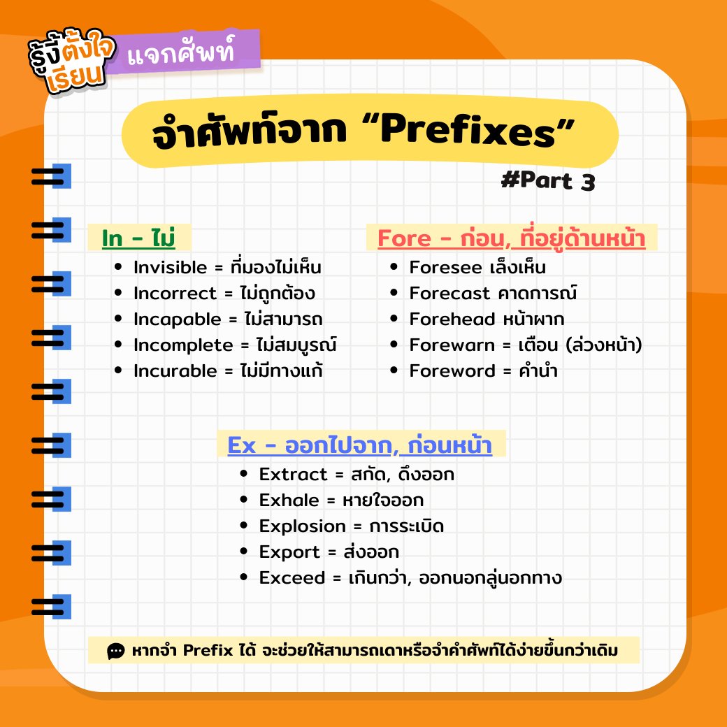 webdekd's tweet photo. #dek69 #TCAS69 #เรียนภาษาอังกฤษ #สอบภาษาอังกฤษ #prefixes https://t.co/xnfQaFj1yv