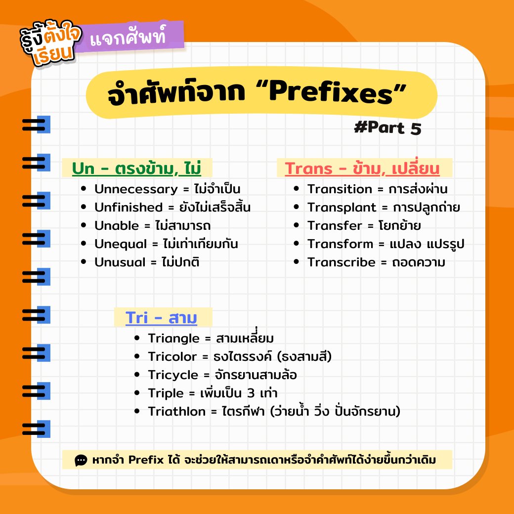webdekd's tweet photo. #dek69 #TCAS69 #เรียนภาษาอังกฤษ #สอบภาษาอังกฤษ #prefixes https://t.co/xnfQaFj1yv