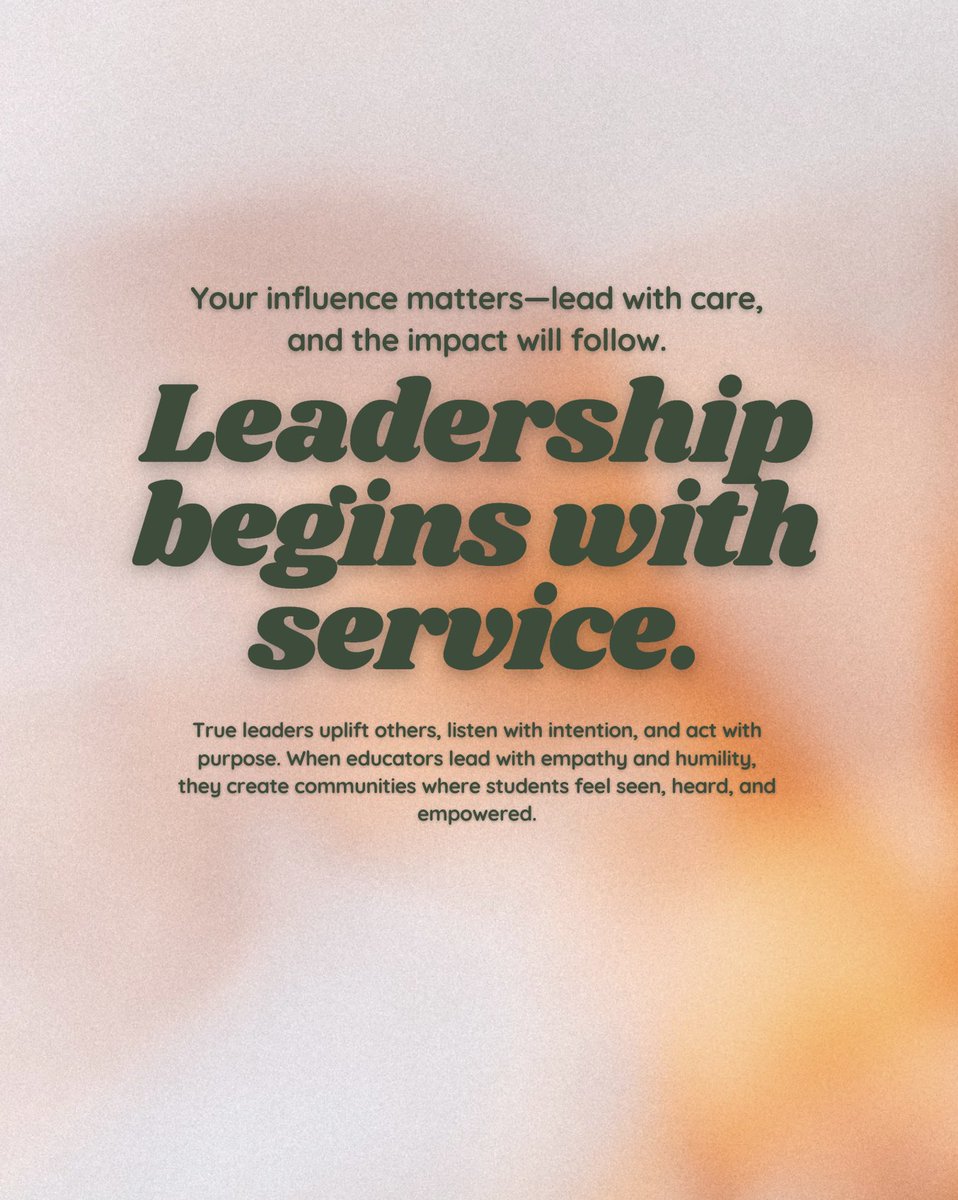 Kat (@callmekat_xx) on Twitter photo 🫱🏽🫲🏿 Leadership rooted in service transforms education.
When we lead with empathy, humility, and a commitment to others, we empower not just students—but entire communities. 🌱 <a href="/katiemartinedu/">Katie Martin</a>
What does servant leadership look like in your work? Let’s reflect. #MUSOE #MUEdD 🫱🏽🫲🏿 Leadership rooted in service transforms education.
When we lead with empathy, humility, and a commitment to others, we empower not just students—but entire communities. 🌱 <a href="/katiemartinedu/">Katie Martin</a>
What does servant leadership look like in your work? Let’s reflect. #MUSOE #MUEdD
